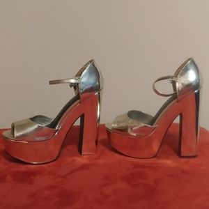 Silver platform heels